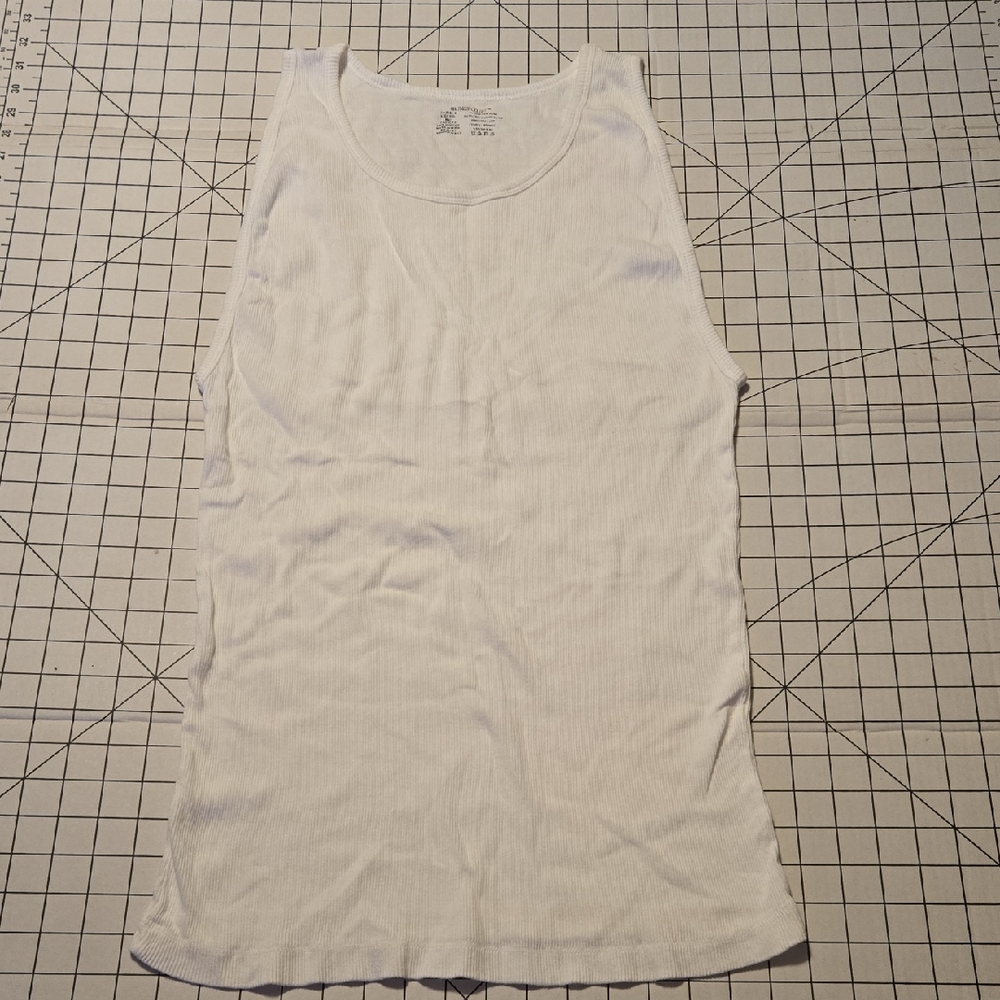 White Ribbed Tank Top 2X: 2XA